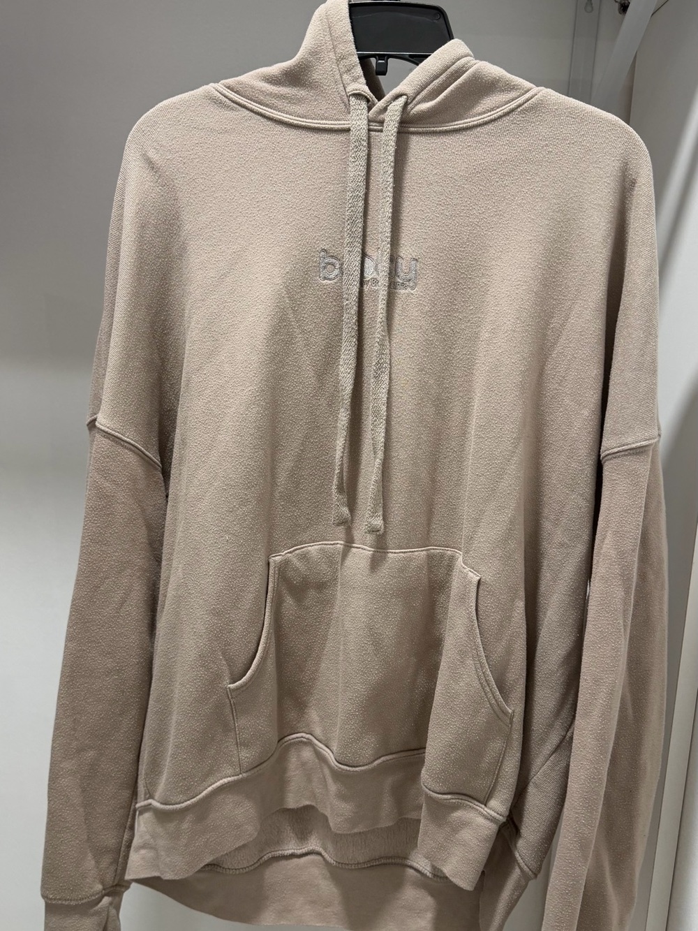 Beige BBB Hooded Sweatshirt with Subtle Chest Logo